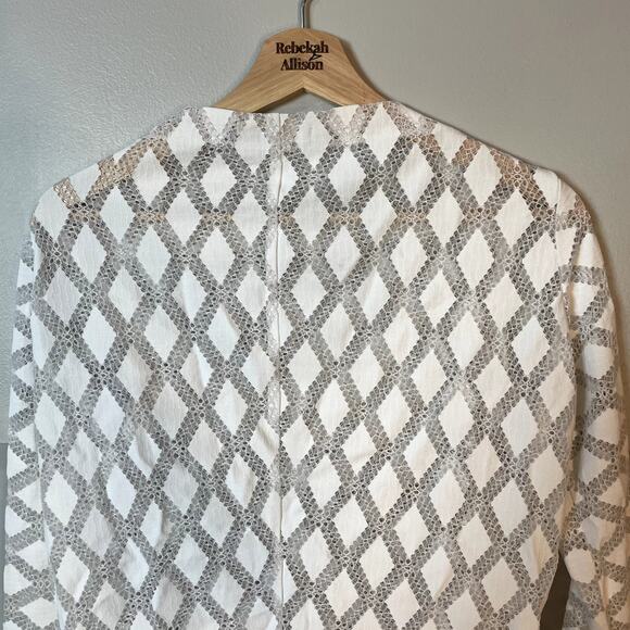 Maje White Lamour Diamond Lace Boatneck Sheer Blouse Size 1 / Small - Picture 11 of 12